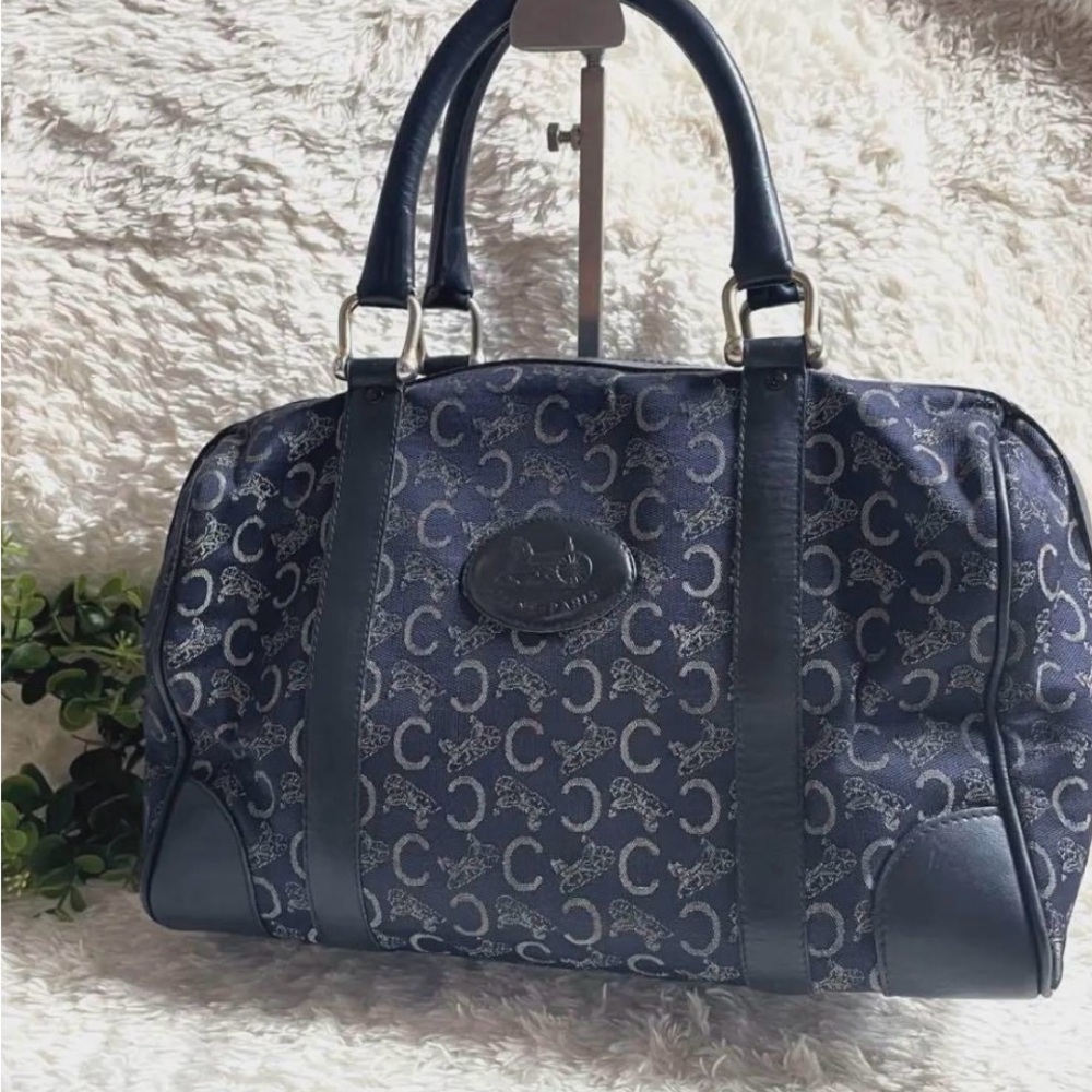 Celine Navy Monogram Travel Satchel - Picture 5 of 8